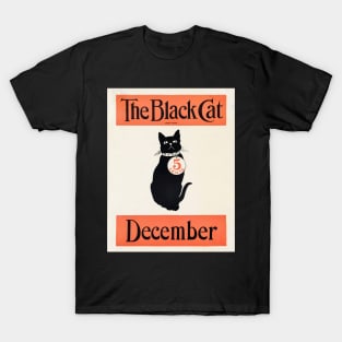 Art deco style The Black Cat poster print with December written on the bottom. T-Shirt